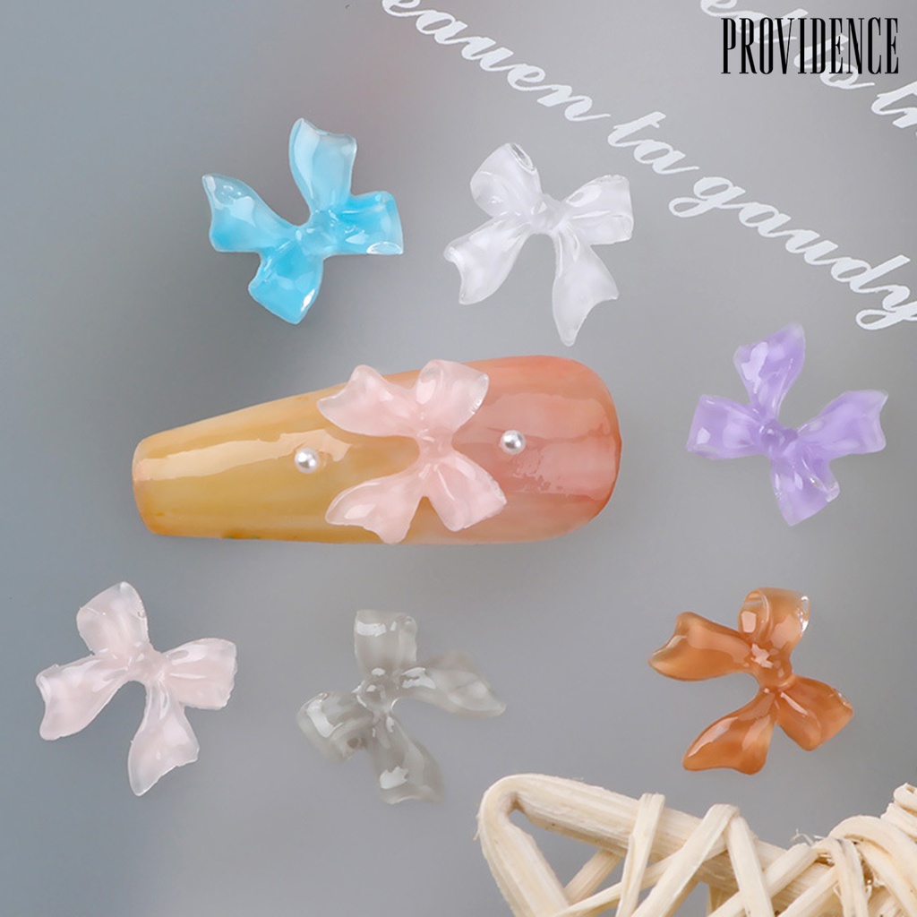 Providence 50pcs / Set Ornamen Bentuk Pita 3d Glitter Untuk Dekorasi Nail Art / Manicure Diy