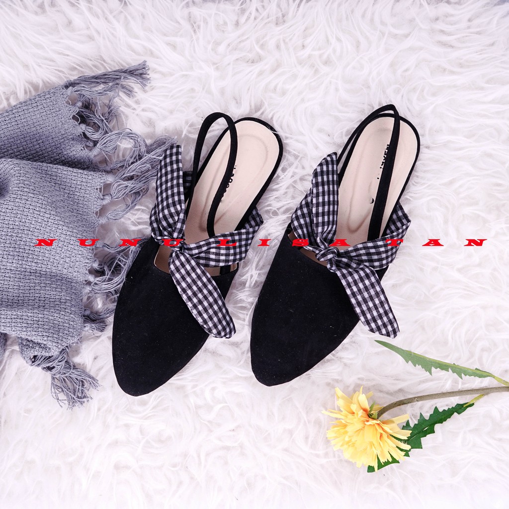 NunuLisaTan ALFA - Termurah Flatshoes Teplek wanita  Pita Kain KTK Tali