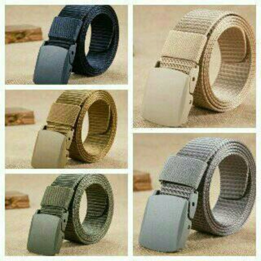 Ikat Pinggang Pria TacticalSabuk Men's Canvas Ikat Pinggang Metal Buckle Solid Belt