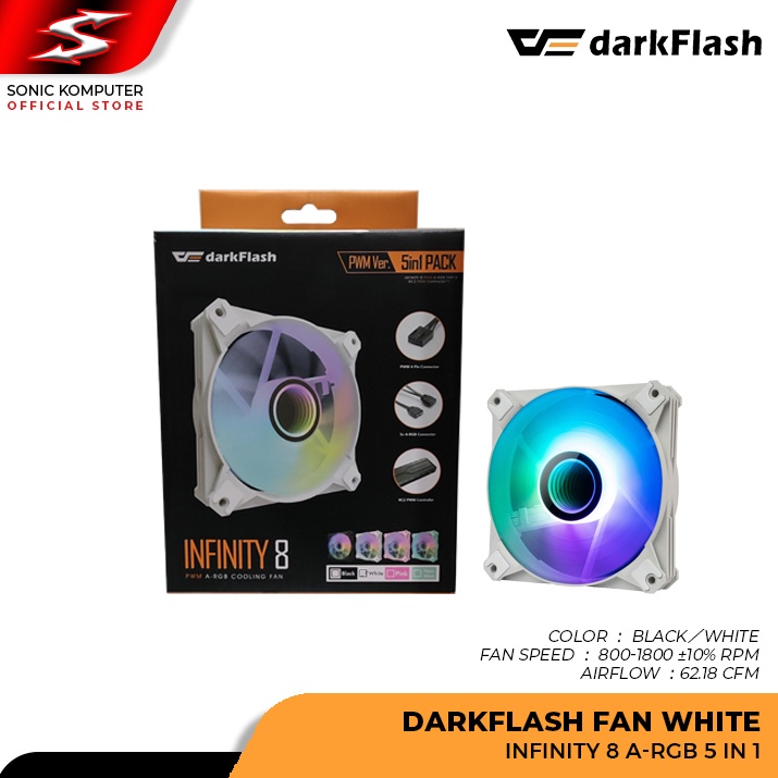 Kipas Casing Komputer Darkflash Infinity 8 A-RGB 5 in 1 Fan Case 120mm