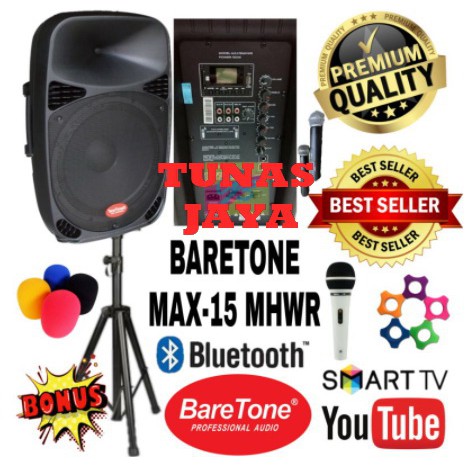 Speaker Portable Amplifier Wireless BareTone MAX15MHWR ORIGINAL GARANSI RESMI   max 15mhwr 15 mhwr- 15 inch free stand speaker dan 3 microphone