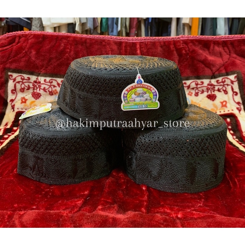 Kopiah Lobe Peci Al - Faruque Original Hitam Polos