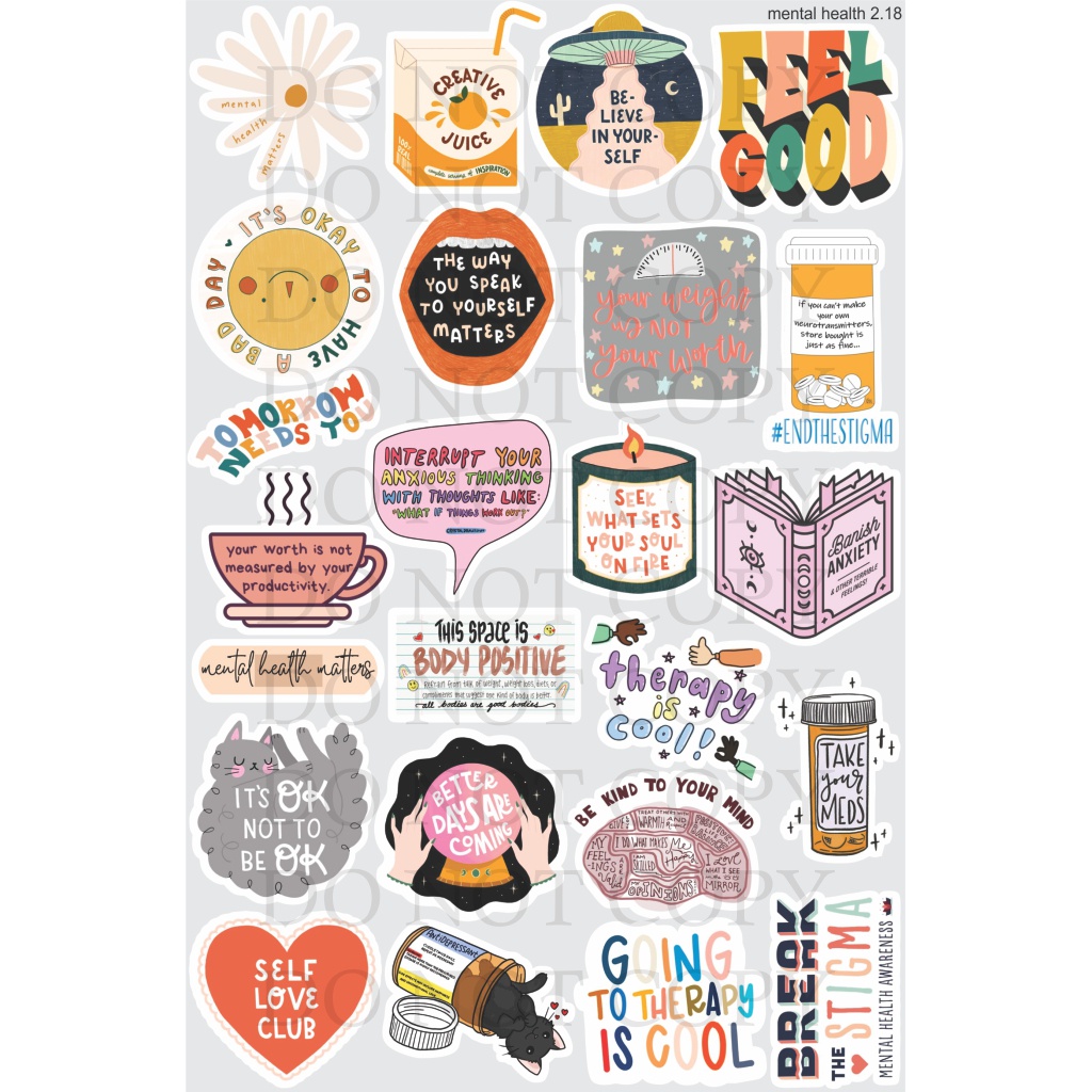 

24pcs MENTAL HEALTH | Stiker HP / Stiker Bujo / Sticker Aesthetic / Sticker Journaling