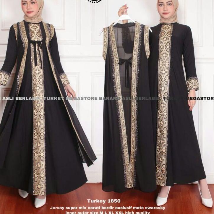Paling Disukai.. Baju Gamis Turkey Hitam Jumbo Terbaru By Megastore Berlabel || Dress Busana Muslim 