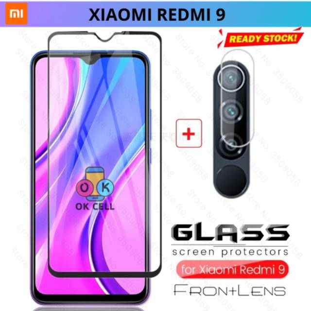 2in1 TG Anti Gores Layar Kamera Xiaomi Redmi 9-Tempered Glass Redmi 9 Full Screen Protector Camera