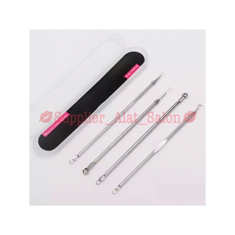 ALAT PENCET KOMEDO JERAWAT PINSET 1 SET ISI 4 PCS / PIMPLE PICK / SENDOK UNA BLACKHEAD / BLACKHEADS