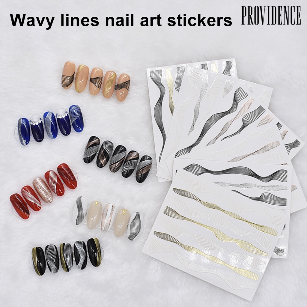 Stiker Kuku 3d Motif Garis Gelombang Untuk Dekorasi Nail Art