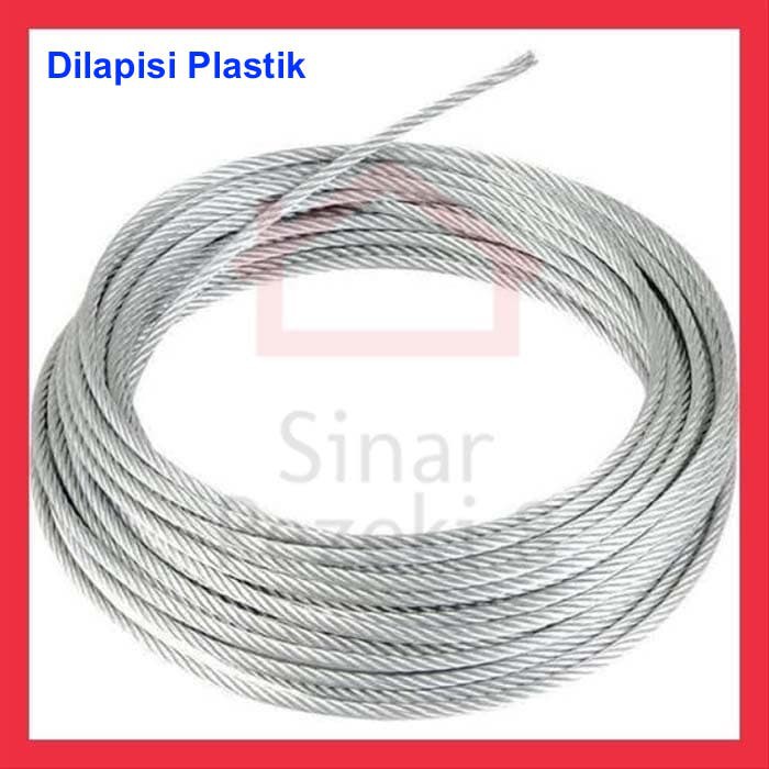Tali Kawat Baja 2 MM ANTI KARAT Lapis Plastik PVC Cable Kabel Seling Kaca Sling Baja Steel Wire Rope