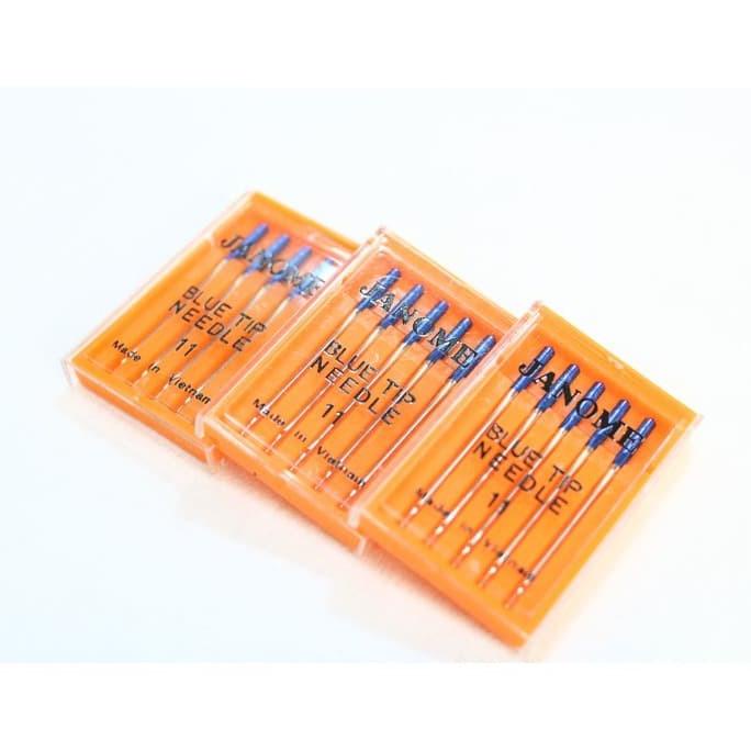 Jarum jahit kaos anti loncat JANOME BLUE TIP (mesin jahit portable)