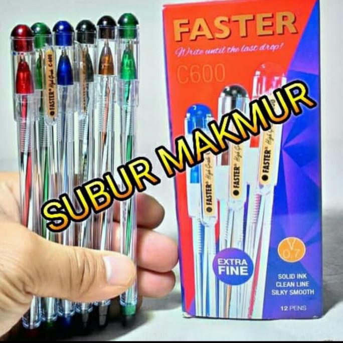 

Ready oke] (1Lusin) Bolpoint Pulpen Faster C600 BIRU