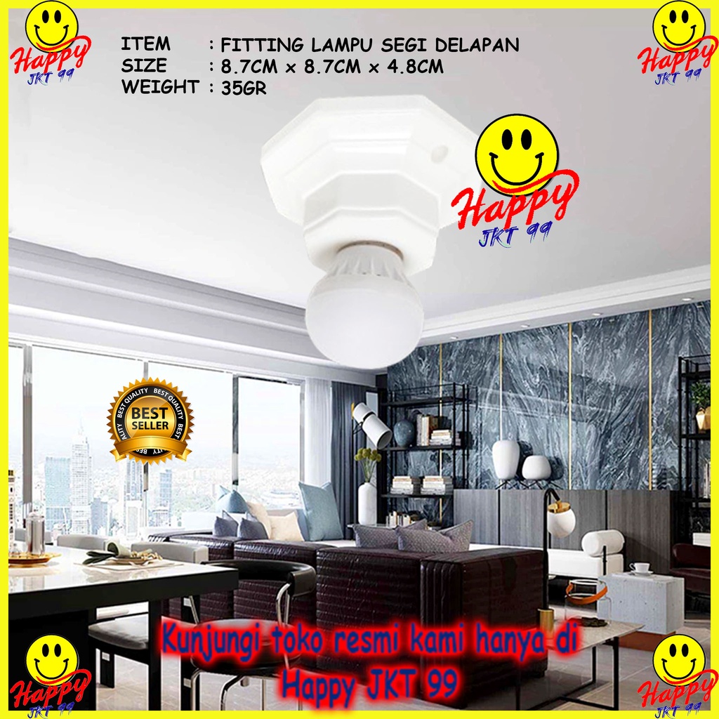 FITTING LAMPU PLAFON SEGI DELAPAN YADI