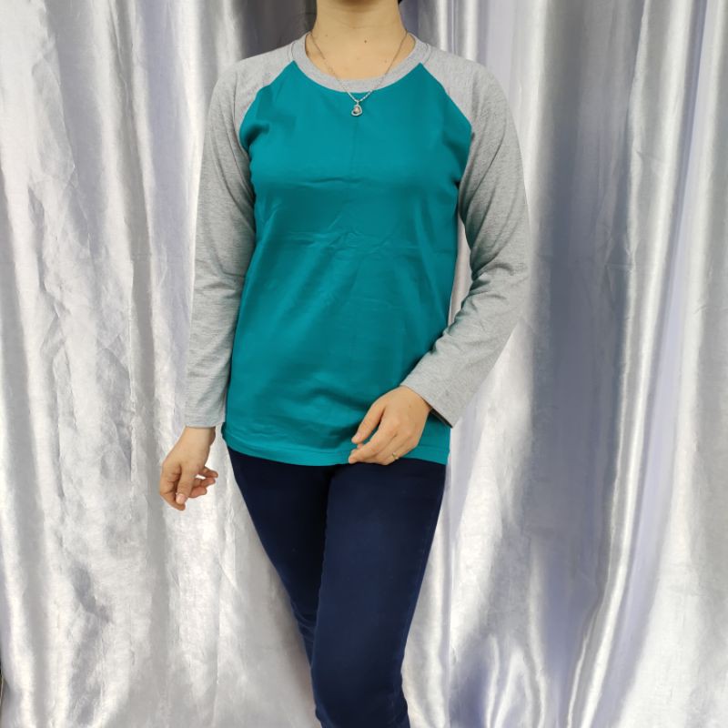 kaos polos raglan TOSCA-ABUMISTY lengan PANJANG Uk M L XL XXL