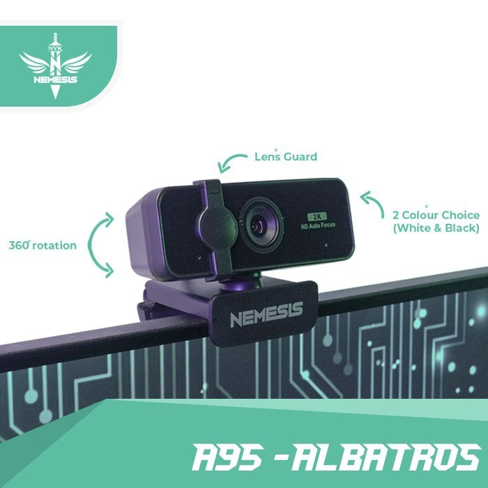 Webcam gaming nyk usb full hd 2k 30fps auto focus streaming 4mp albatros a95 - Pc web Camera a-95