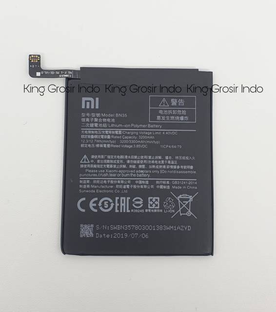 Baterai XIAOMI BN35 Original 100% Battery Redmi 5 BN 35 Batere Batre