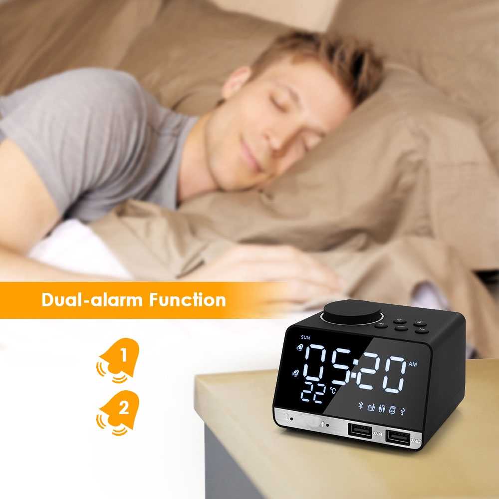 (100% BARANG ORI) Inlife Jam Meja Bluetooth Speaker Alarm Clock Radio USB Charge - K11