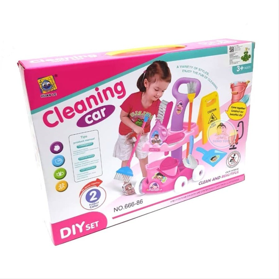 Mainan Edukasi Anak Cleaning Car Trolley Set Kebersihan M166