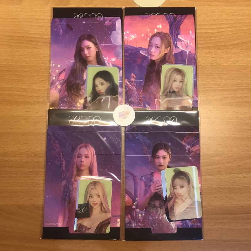 [Ready Stock] AESPA Black Mamba MD OFFICIAL SEALED Lenticular Photocard, Hologram Epoxy Sticker + Pc