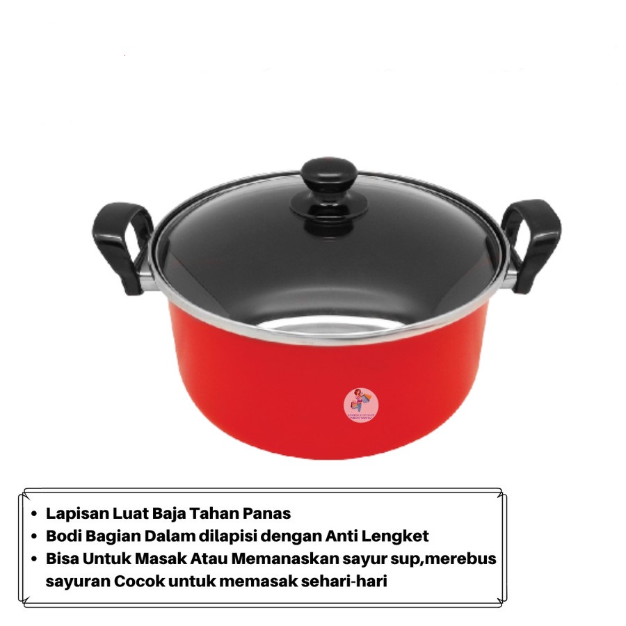 MASPION Panci Dutch Oven Pegangan Ebonit 22 Cm - Panci Antilengket