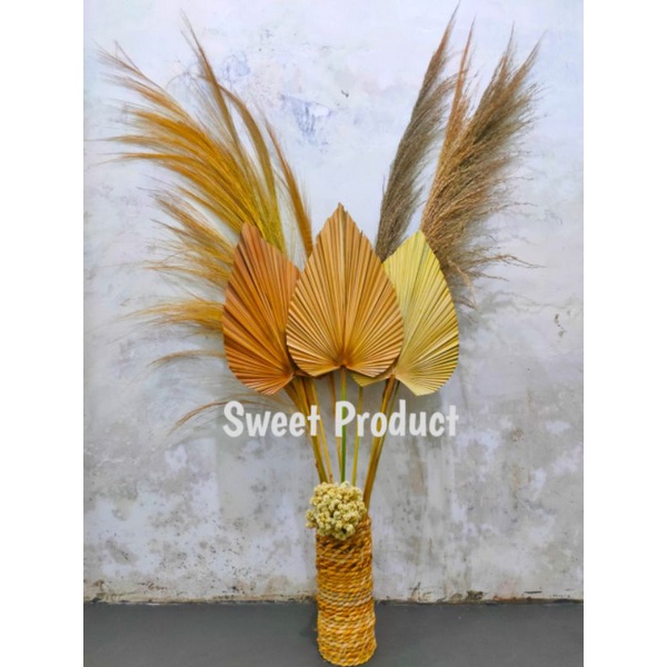 Paket Bunga Kering / Daun Palem / Pampas / Edelwis / Bunga kering