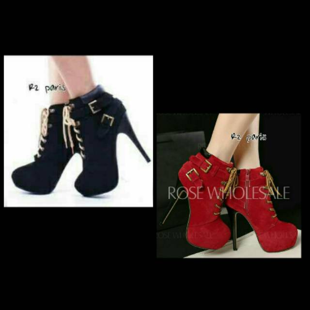 Sepatu boots heels R2 ff07,sepatu cewek,sepatu boots,sepatu high heels,sepatu wanita