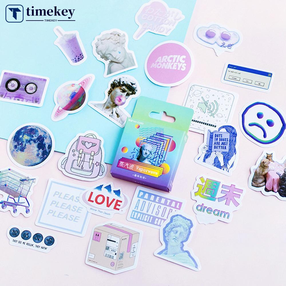 Timekey 46 Lembar / Kotak Stiker Dekorasi Buku Catatan / Jurnal / Scrapbook / Album / Diary DIY A2K3
