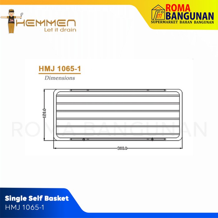 Hemmen Rak Kamar Mandi SIngle Self Shelf Shelf HMJ 1065-1 SUS3 04