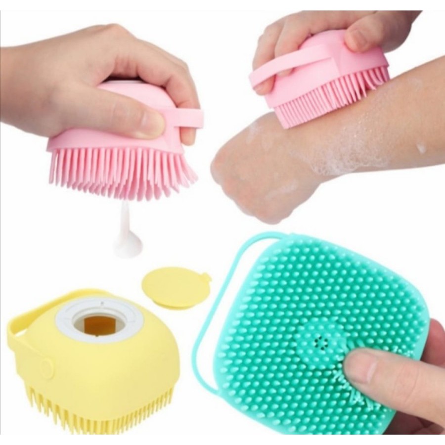 Sikat Mandi Dispenser Silicone - Shower Brush - Sikat Silicone Lembut - Sikat Mandi Serbaguna