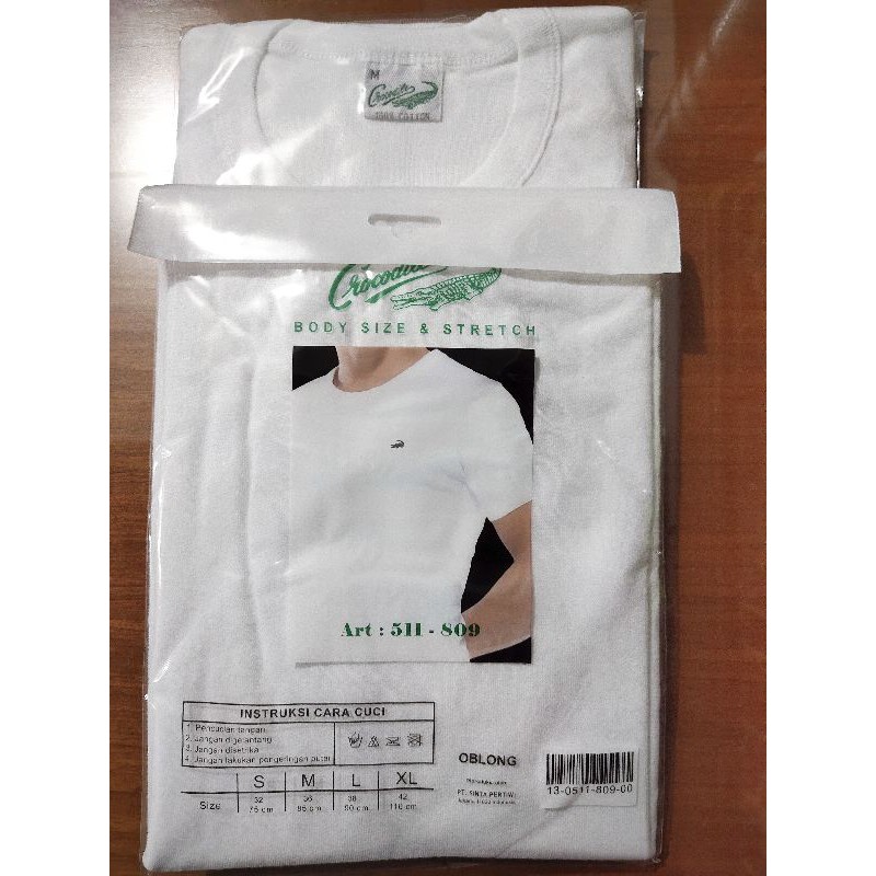 OBLONG PRIA CROCODILE ROUND NECK PUTIH,