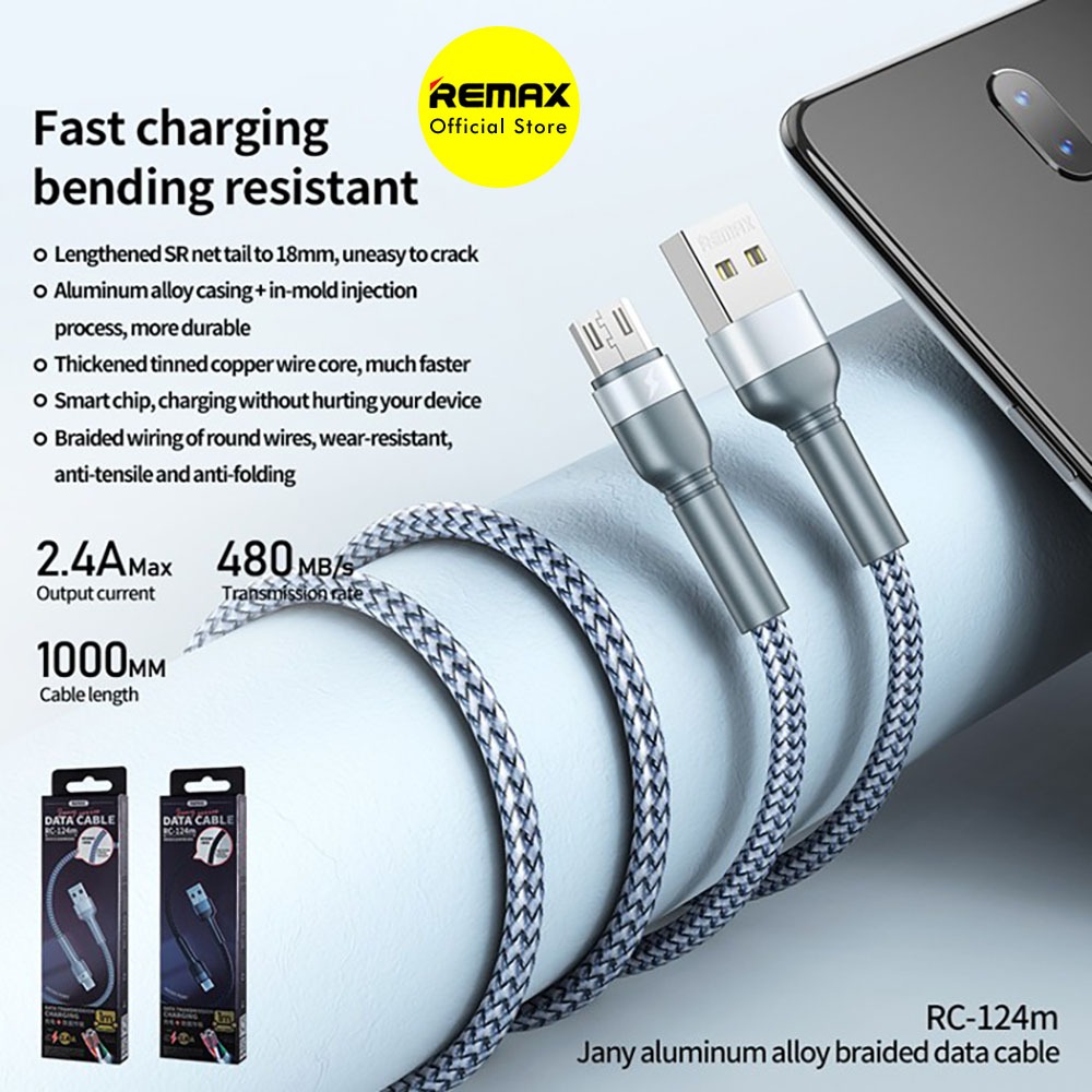 Kabel Data Micro USB Remax RC-124M Jany 2.4A Fast Charging Cable