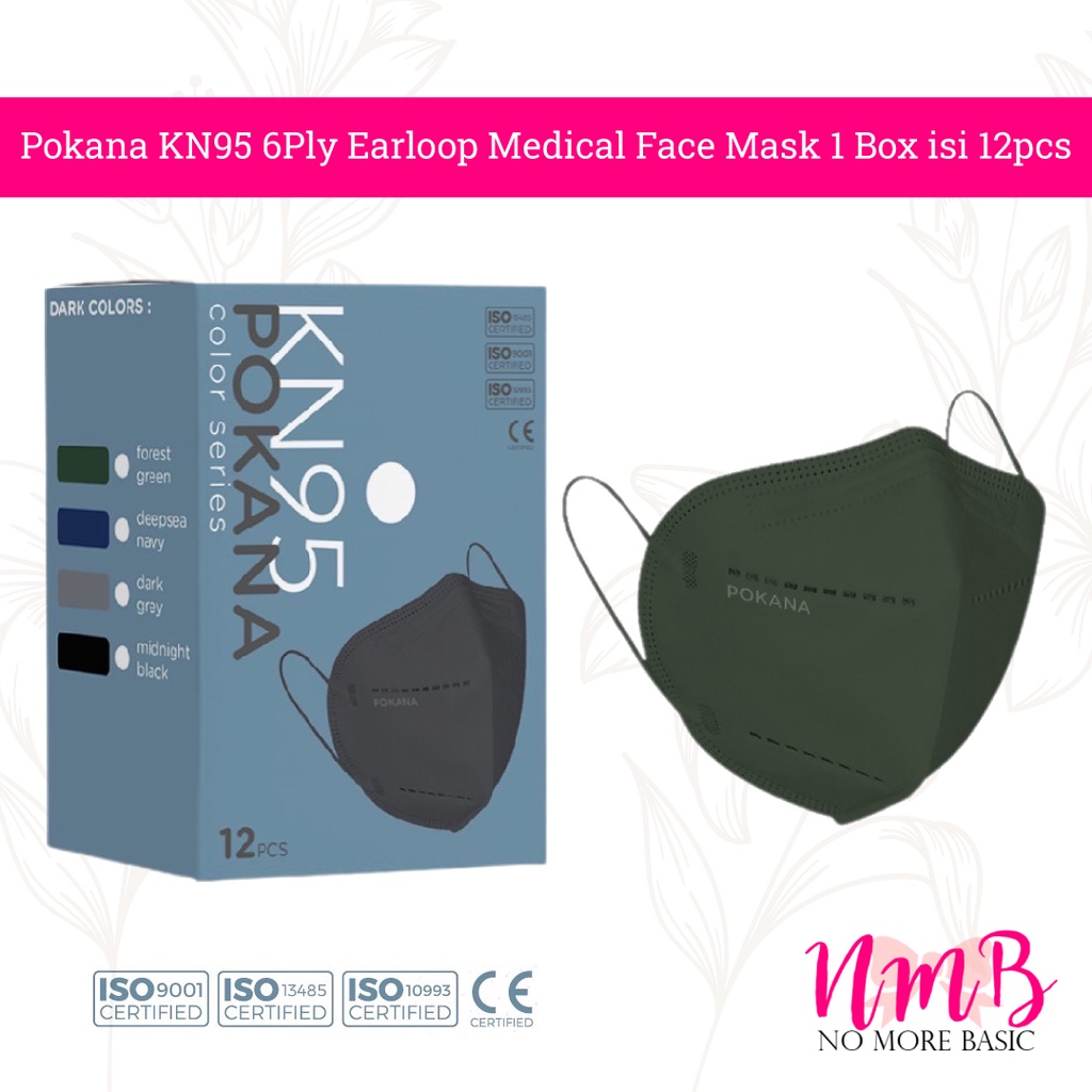 Masker Pokana KN95 6ply Earloop Medical Face Mask Adult 1 Box isi 12 Masker KN95 Dewasa POKA