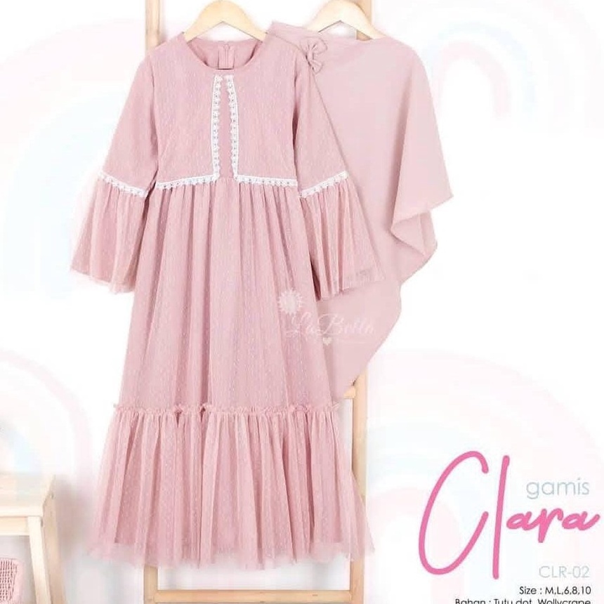 GTN Clara Syar'i free Hijab Gamis anak tile dot dress lucu gaun anak terlaris gamis anak lucu