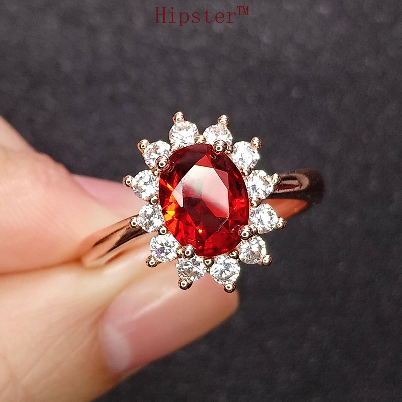 New Hot Fashion Classic Inlaid Full Diamond Ruby Ring