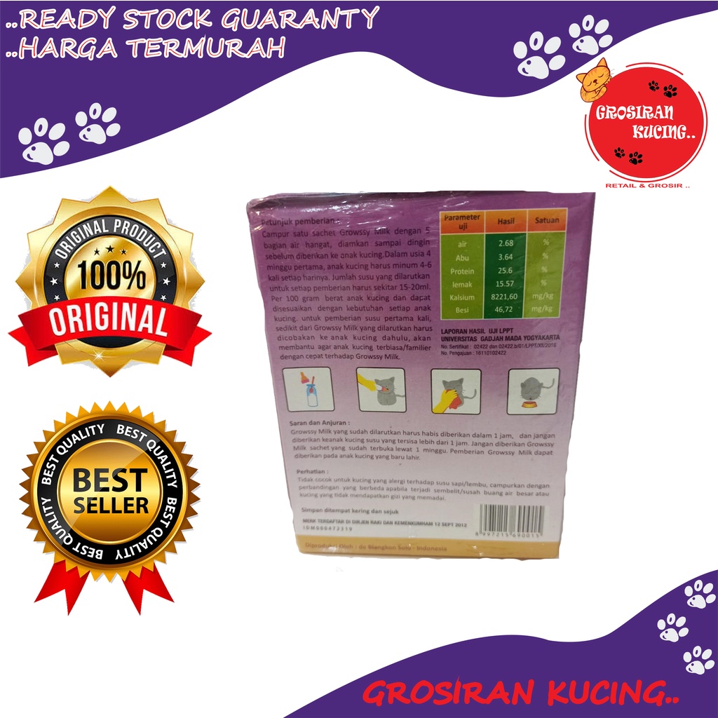 [ BOX ] Susu Kucing Growssy Milk - Bayi Kucing 0 - 2 bulan / Bayi Kucing Cat Milk