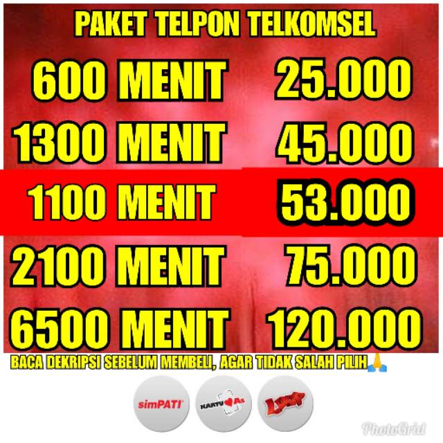 Paket nelpon telkomsel telpon telkomsel kuota telpon nelpon telkomsel 600 1100 2100 6500
