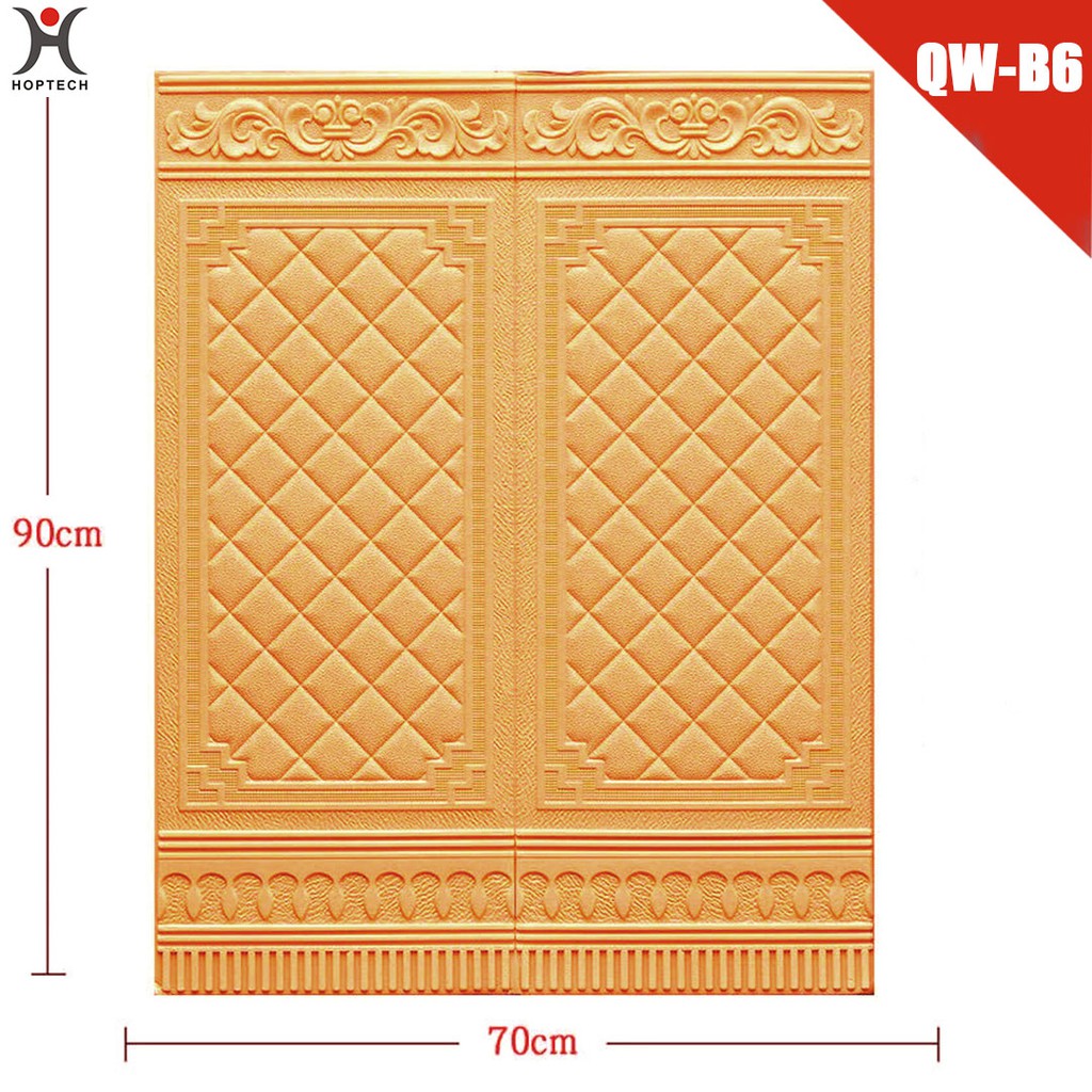 Wallpaper 3D FOAM / Wallfoam Dinding 3D Motif PINTU JATI 70X90 CM-QW-B6 GOLD ORANGE