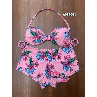 Bikini Celana Bikini Pantai Bunga Pink 003