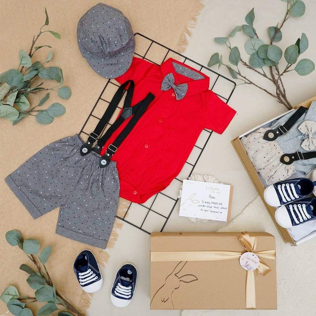 LIO036 Boys Baby Hampers 0-12 months/ Hampers bayi newborn/ Kado bayi/ baby boys gift set-Squall Red