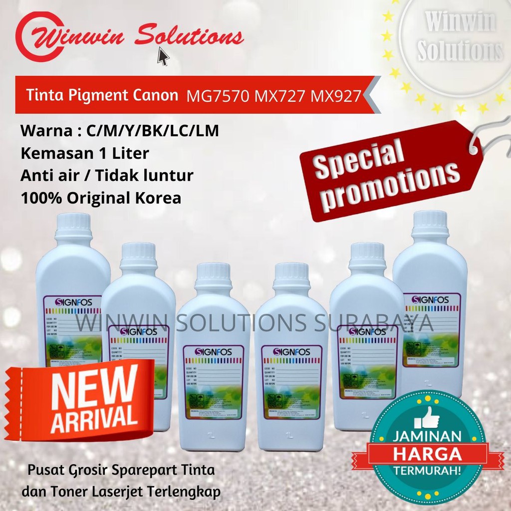 Tinta Pigment Canon Pixma MG7570 MX727 MX927 1 Liter