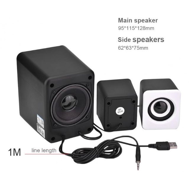 SADA D-202 Speaker Stereo 2.1 with Subwoofer &amp; USB Power - Black