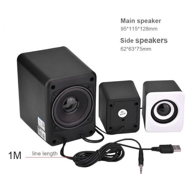 Speaker Stereo 2.1 Dengan Subwoofer dan USB Power D-202