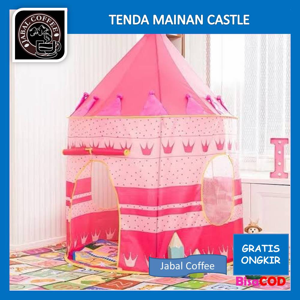 Tenda Kids Portable Tent Material Polyester / Tenda Mainan Anak Model Castle AN 8109 Pink Dan Biru