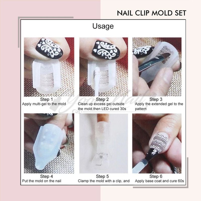 Nail clip mold set 3pcs mold silicone nail art clips nail art cetakan