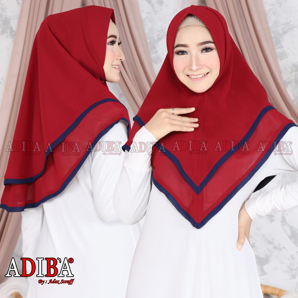 Khimar Ceruty Babydoll / Jilbab List Ceruty Baby doll Adiba / Grosir Kerudung Murah