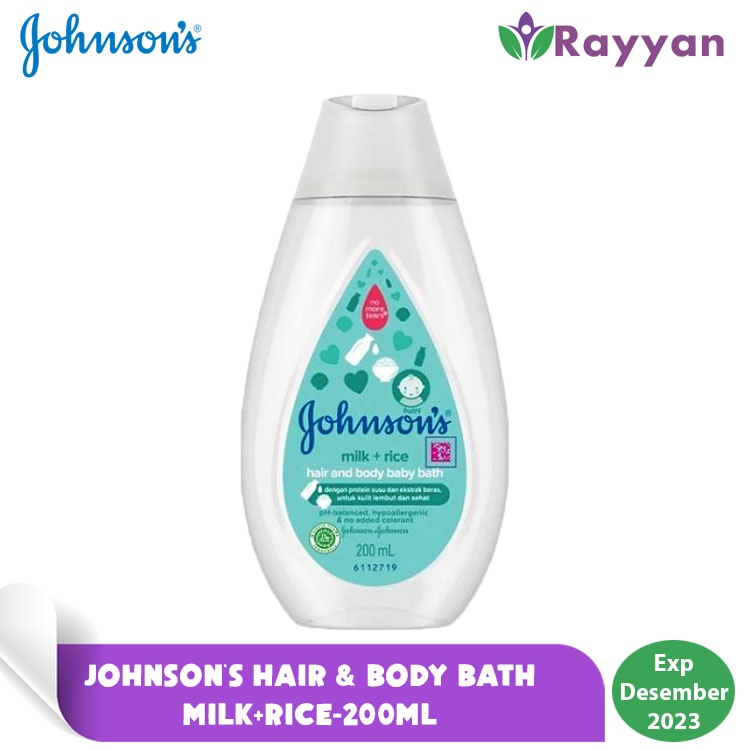 Johnson's Hair &amp; Body Wash Milk &amp; Rice 200 Ml Harum Wangi | Sabun Cair Johnson's | Sabun Mandi Bayi|Perlengkapan bayi|kebutuhan Bayi