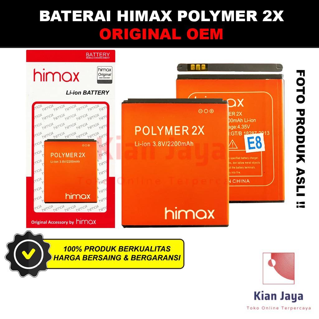 Baterai Himax Polymer 2x Original OEM Batre Batrai Battery Hp Ori