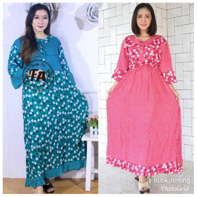 Daster maura motif polka bunga soloan