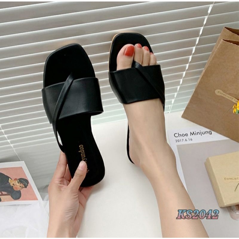 [SALE] SLOP SANDAL FLATS KS2042 IQ #Realstock