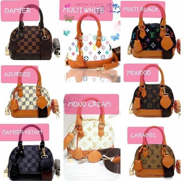 2 strap + gembok tas Lv alma mini full embosed