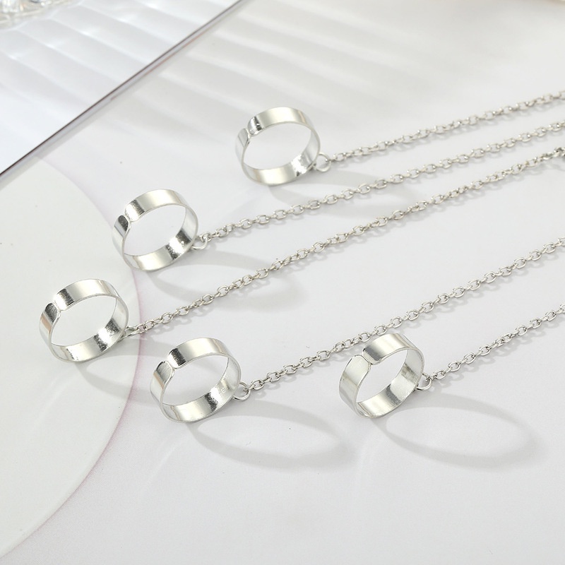 Cincin Jari Model Terbuka Desain Geometri Rumbai Warna Silver Bahan Logam Gaya Punk Untuk Pria Dan Wanita