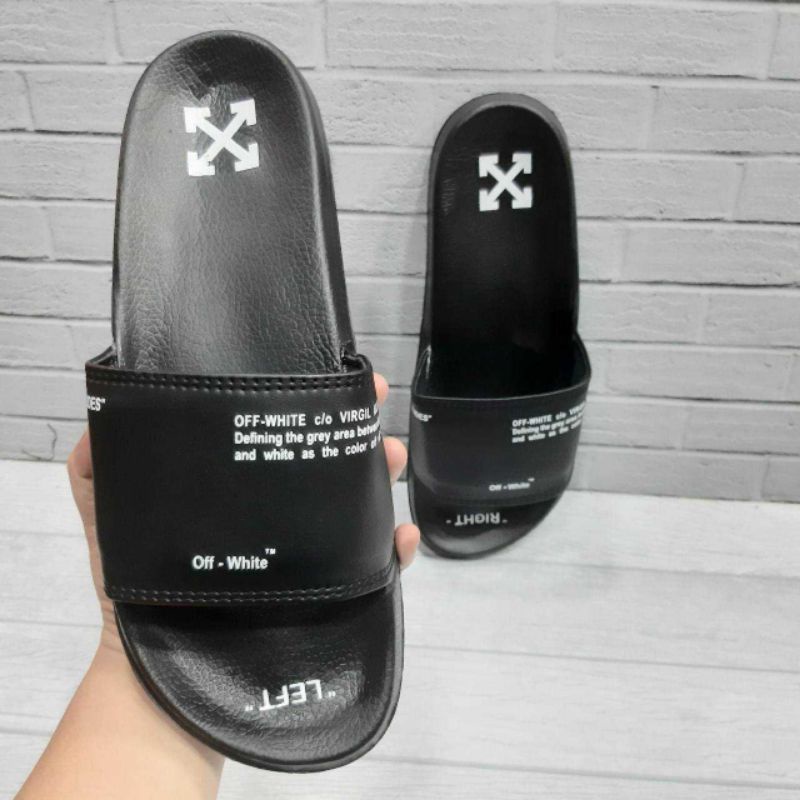 Sandal Slide Pria Off White. Ukuran 40-44. Free Paper Bag